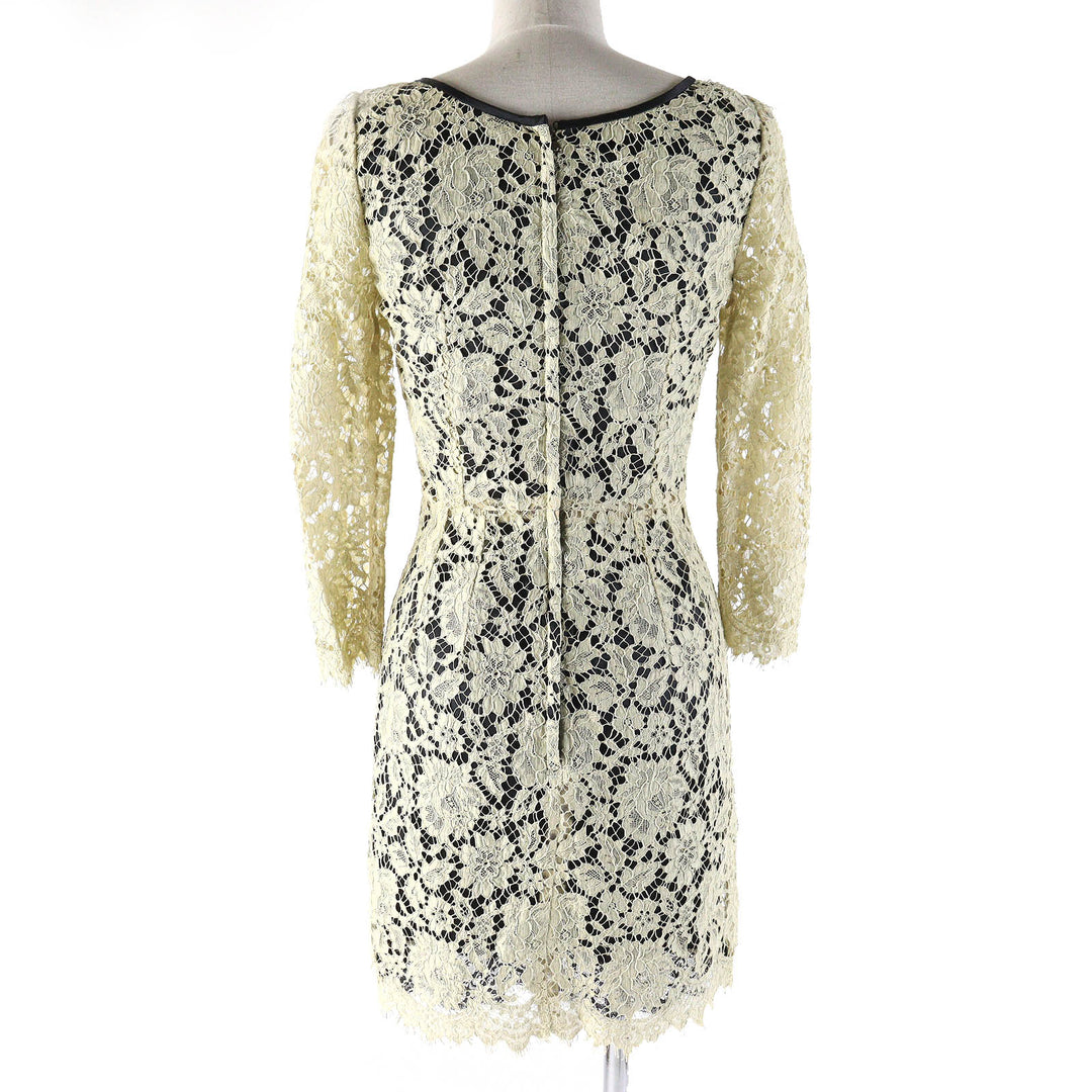 Pristine DOLCE&GABBANA one piece Black tag, all lace, 3/4 sleeves beige cotton Women 38