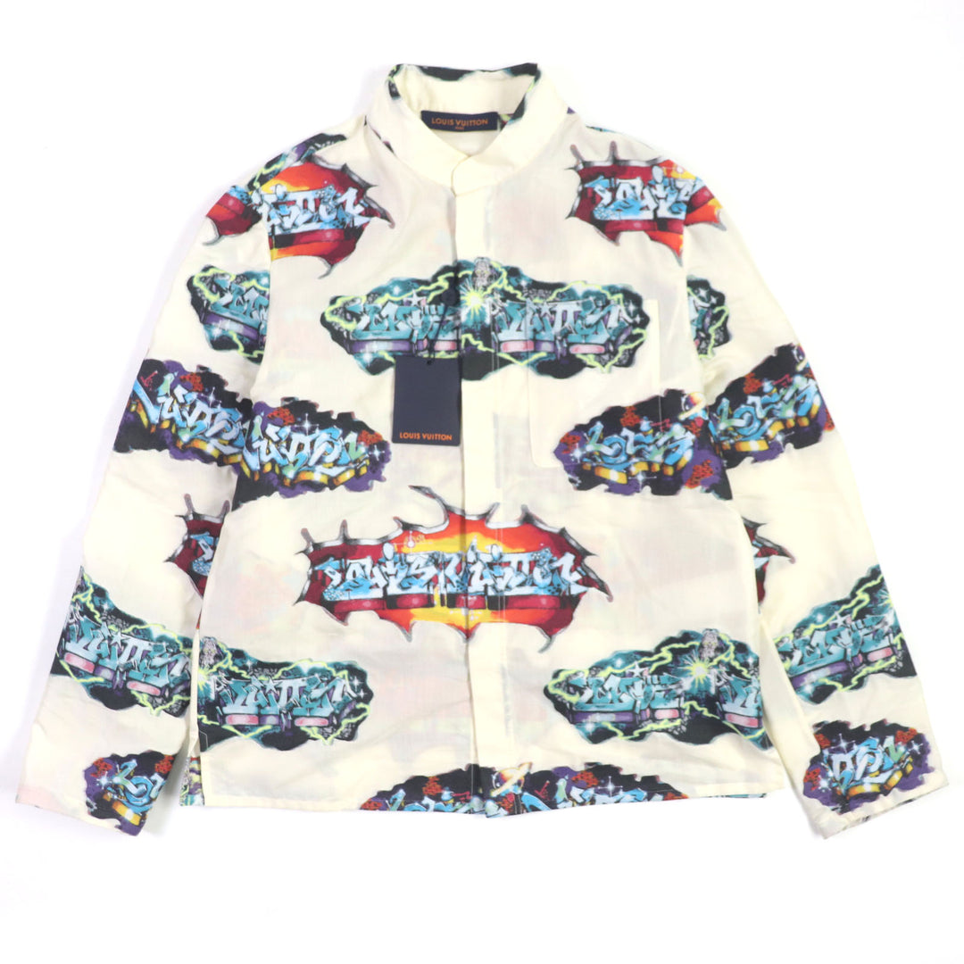 Pristine LOUIS VUITTON Long sleeve shirt LV Graffiti polyester mens S HNS09W