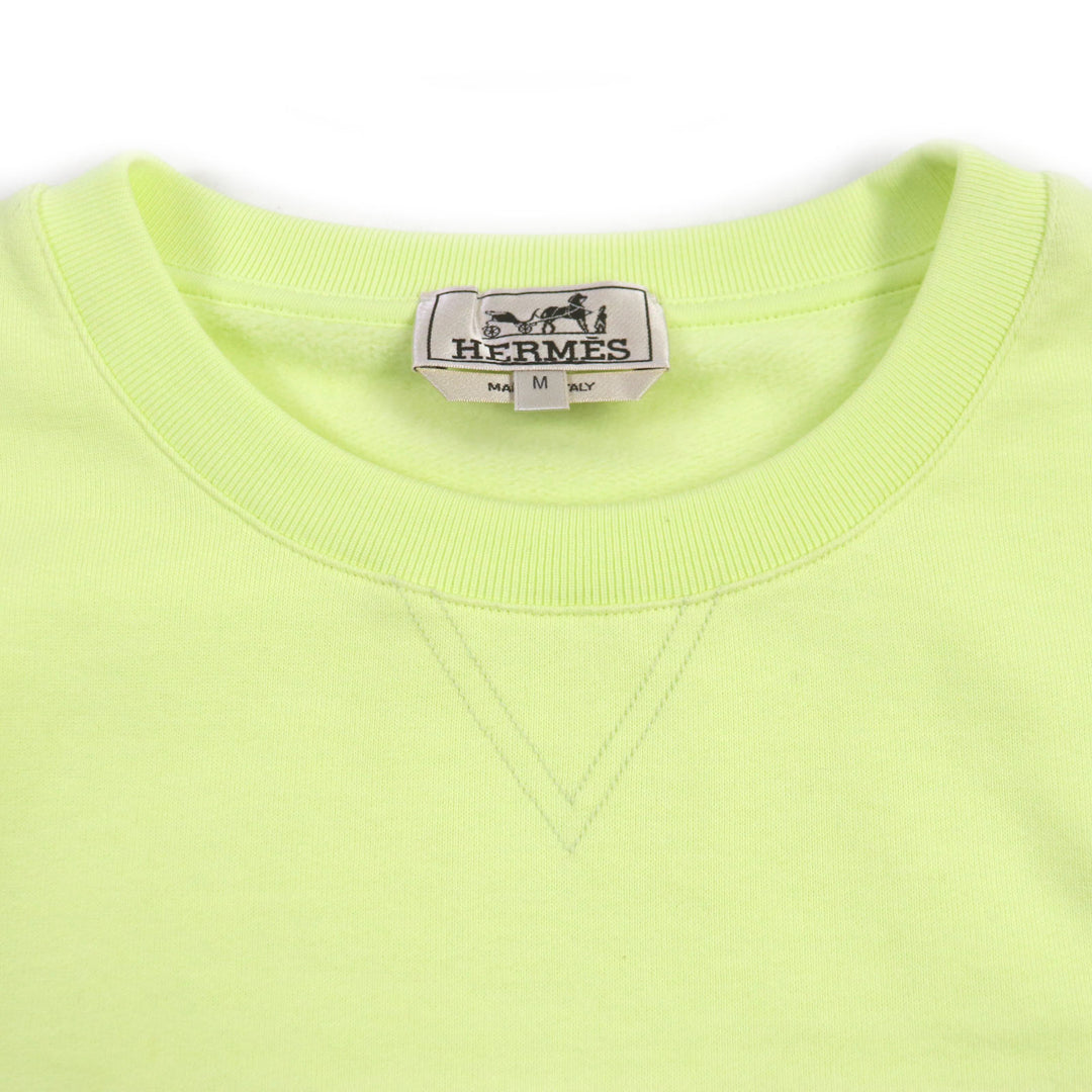 Pristine HERMES sweat Chevaux en symmetry Crewneck lime cotton mens M 31-5765
