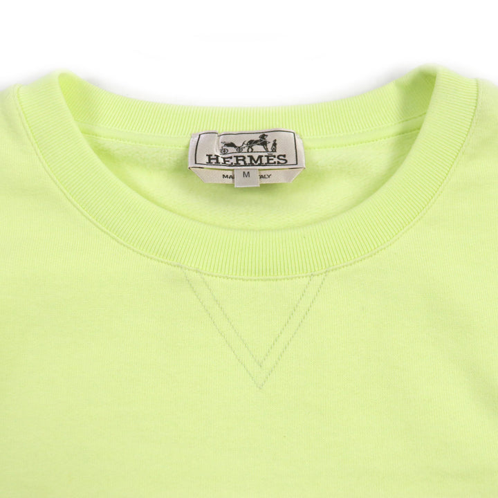 Pristine HERMES sweat Chevaux en symmetry Crewneck lime cotton mens M 31-5765