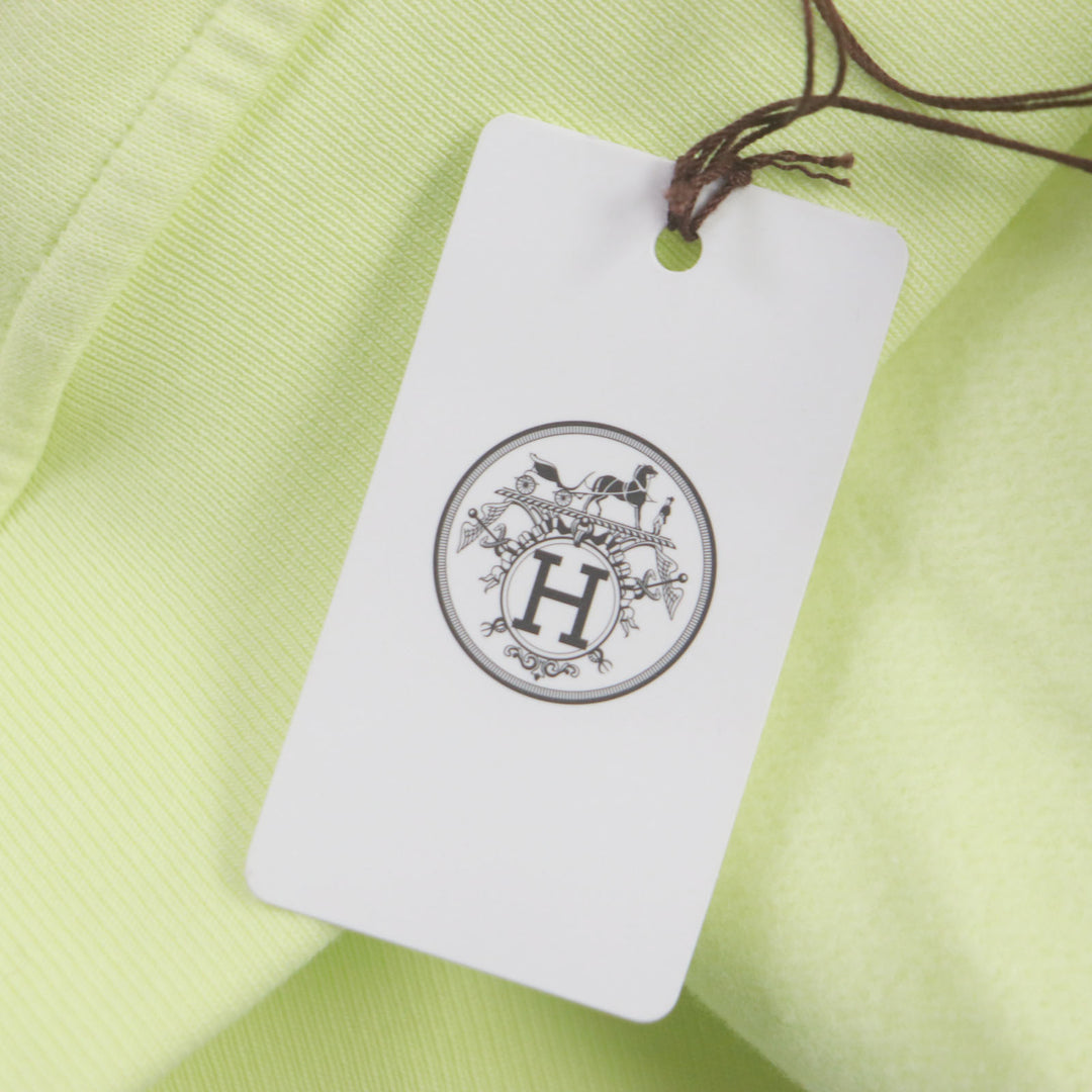 Pristine HERMES sweat Chevaux en symmetry Crewneck lime cotton mens M 31-5765