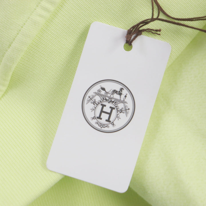 Pristine HERMES sweat Chevaux en symmetry Crewneck lime cotton mens M 31-5765