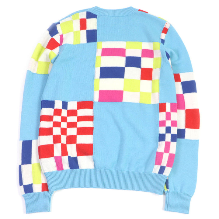 Excellent LOUIS VUITTON knit Distorted Giant Damier Sweater Light blue wool mens XS 1A8P48