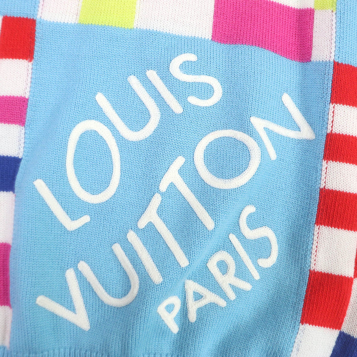 Excellent LOUIS VUITTON knit Distorted Giant Damier Sweater Light blue wool mens XS 1A8P48