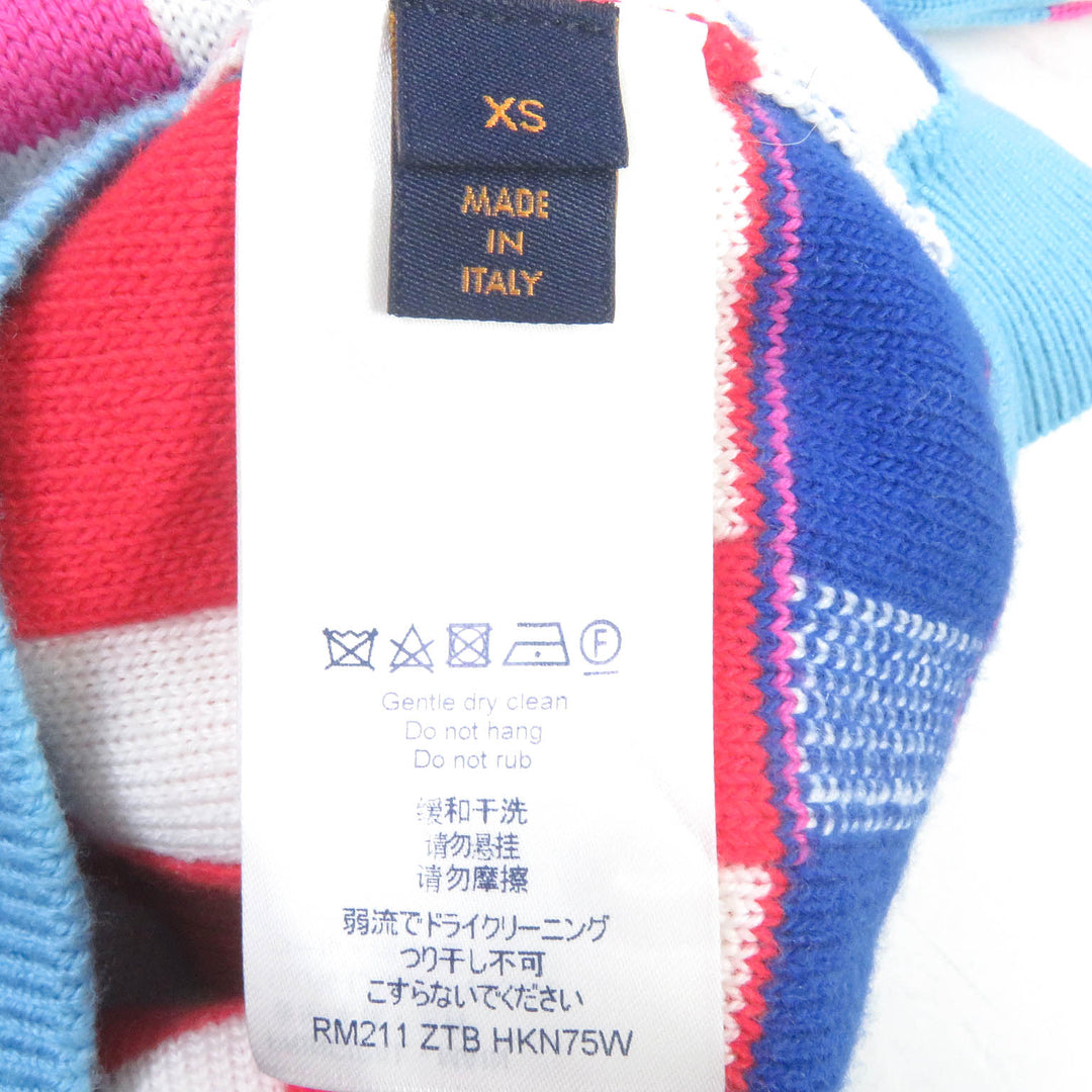Excellent LOUIS VUITTON knit Distorted Giant Damier Sweater Light blue wool mens XS 1A8P48