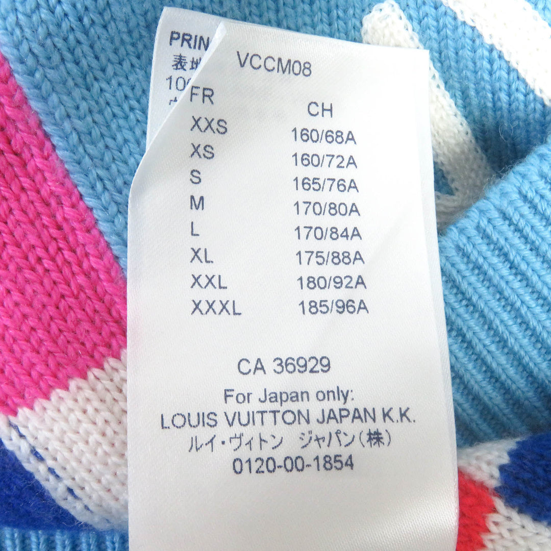 Excellent LOUIS VUITTON knit Distorted Giant Damier Sweater Light blue wool mens XS 1A8P48