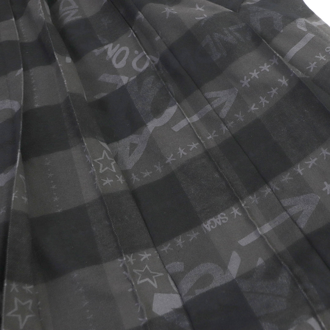 Pristine Sacai coat Eric Haze Check Logo Print Oversized Pleated charcoal cotton mens 1