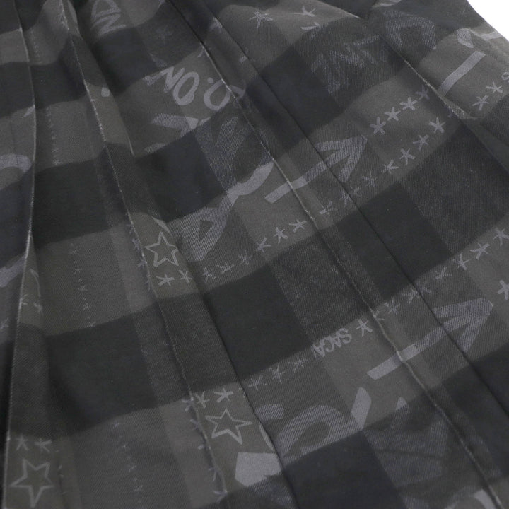 Pristine Sacai coat Eric Haze Check Logo Print Oversized Pleated charcoal cotton mens 1
