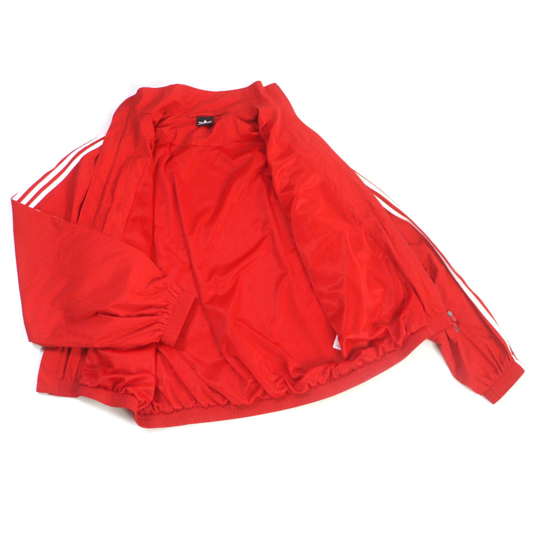 Excellent BALENCIAGA×adidas Jacket TRACKSUIT 3-Stripes Trefoil Red Nylon mens L 712280