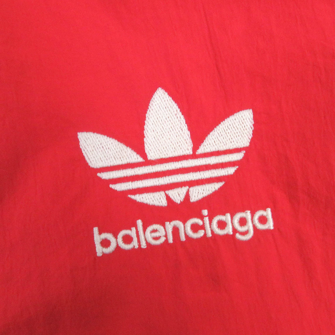 Excellent BALENCIAGA×adidas Jacket TRACKSUIT 3-Stripes Trefoil Red Nylon mens L 712280
