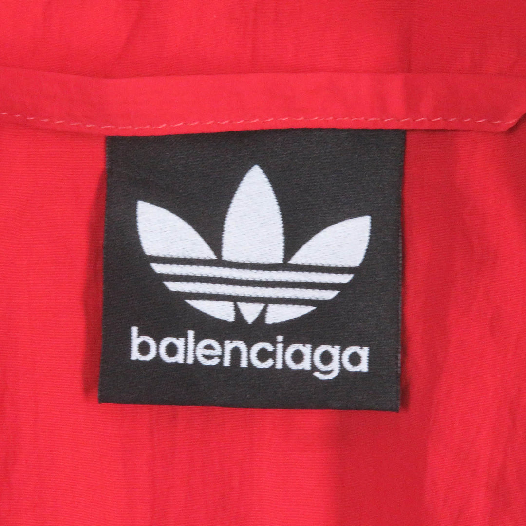 Excellent BALENCIAGA×adidas Jacket TRACKSUIT 3-Stripes Trefoil Red Nylon mens L 712280