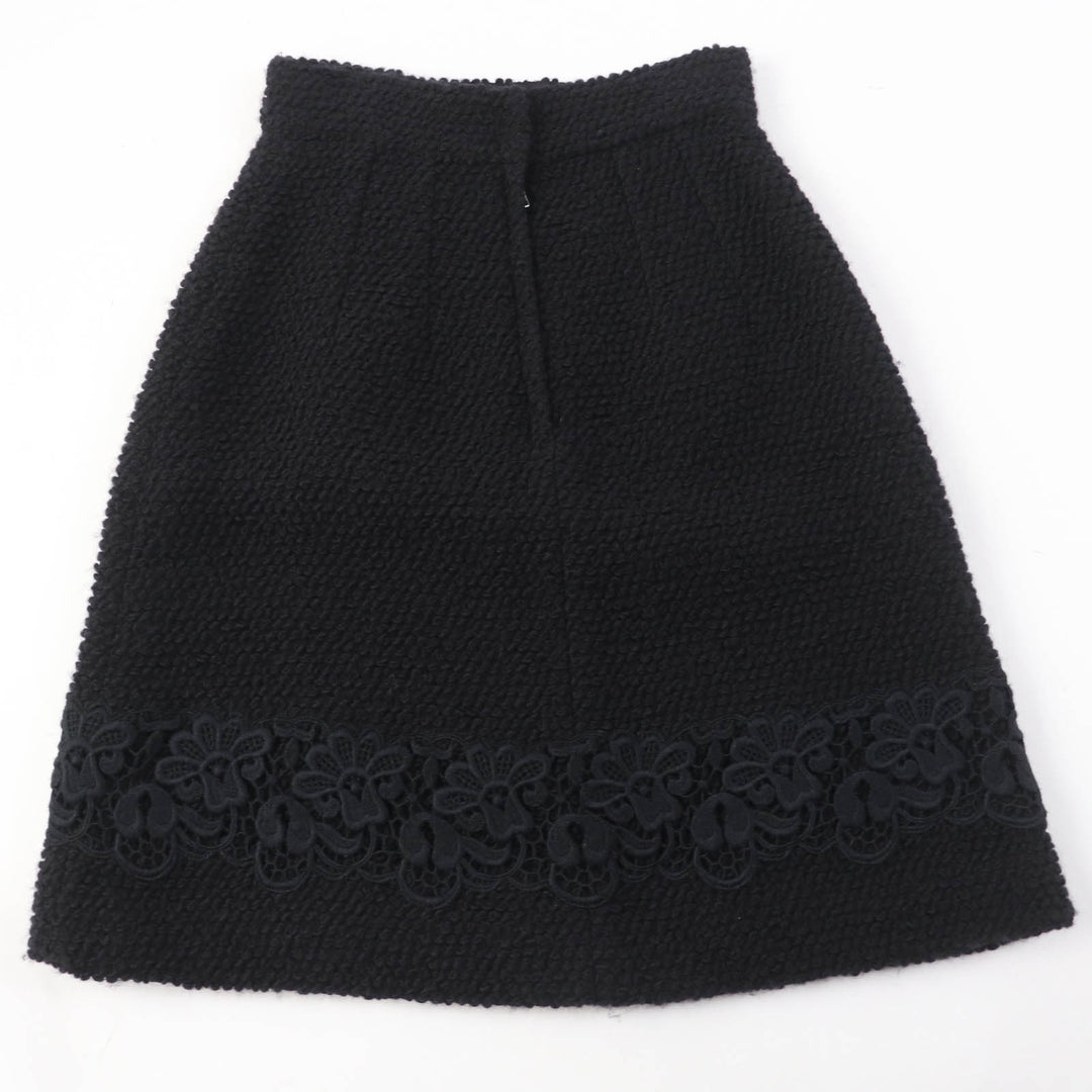 Pristine DOLCE&GABBANA skirt Flower lace knit black wool Women 36 F4R37T