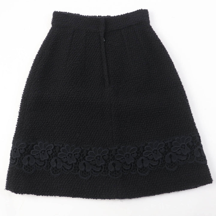 Pristine DOLCE&GABBANA skirt Flower lace knit black wool Women 36 F4R37T
