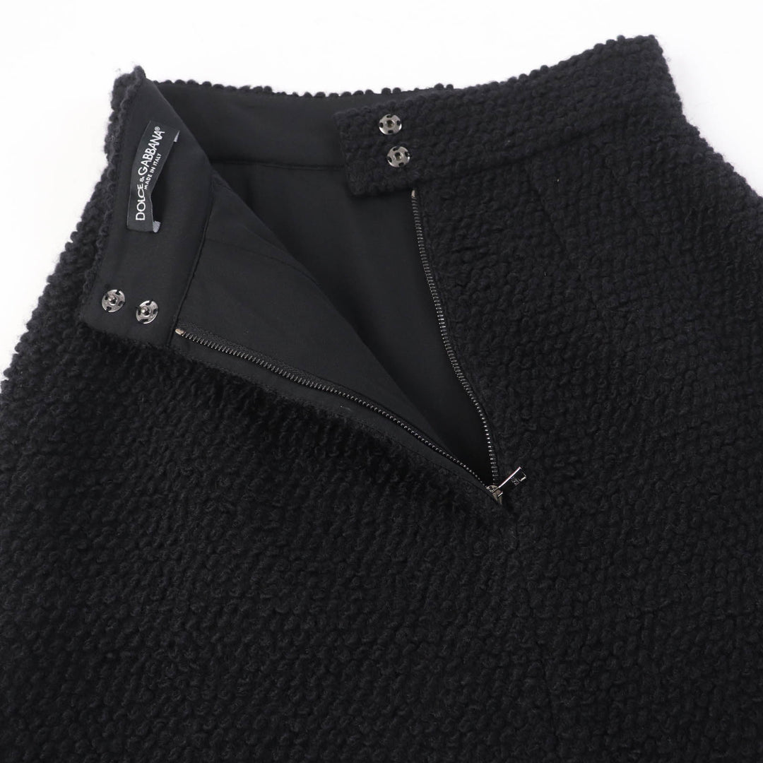 Pristine DOLCE&GABBANA skirt Flower lace knit black wool Women 36 F4R37T