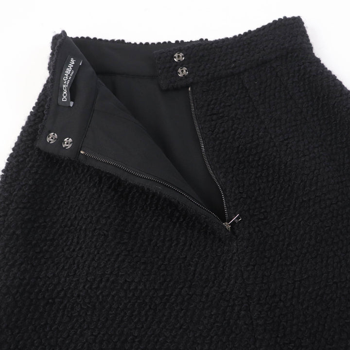 Pristine DOLCE&GABBANA skirt Flower lace knit black wool Women 36 F4R37T