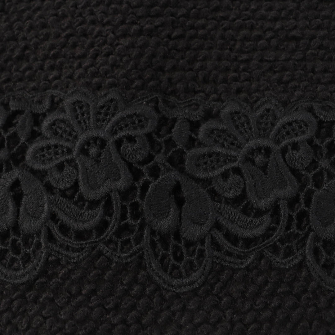 Pristine DOLCE&GABBANA skirt Flower lace knit black wool Women 36 F4R37T