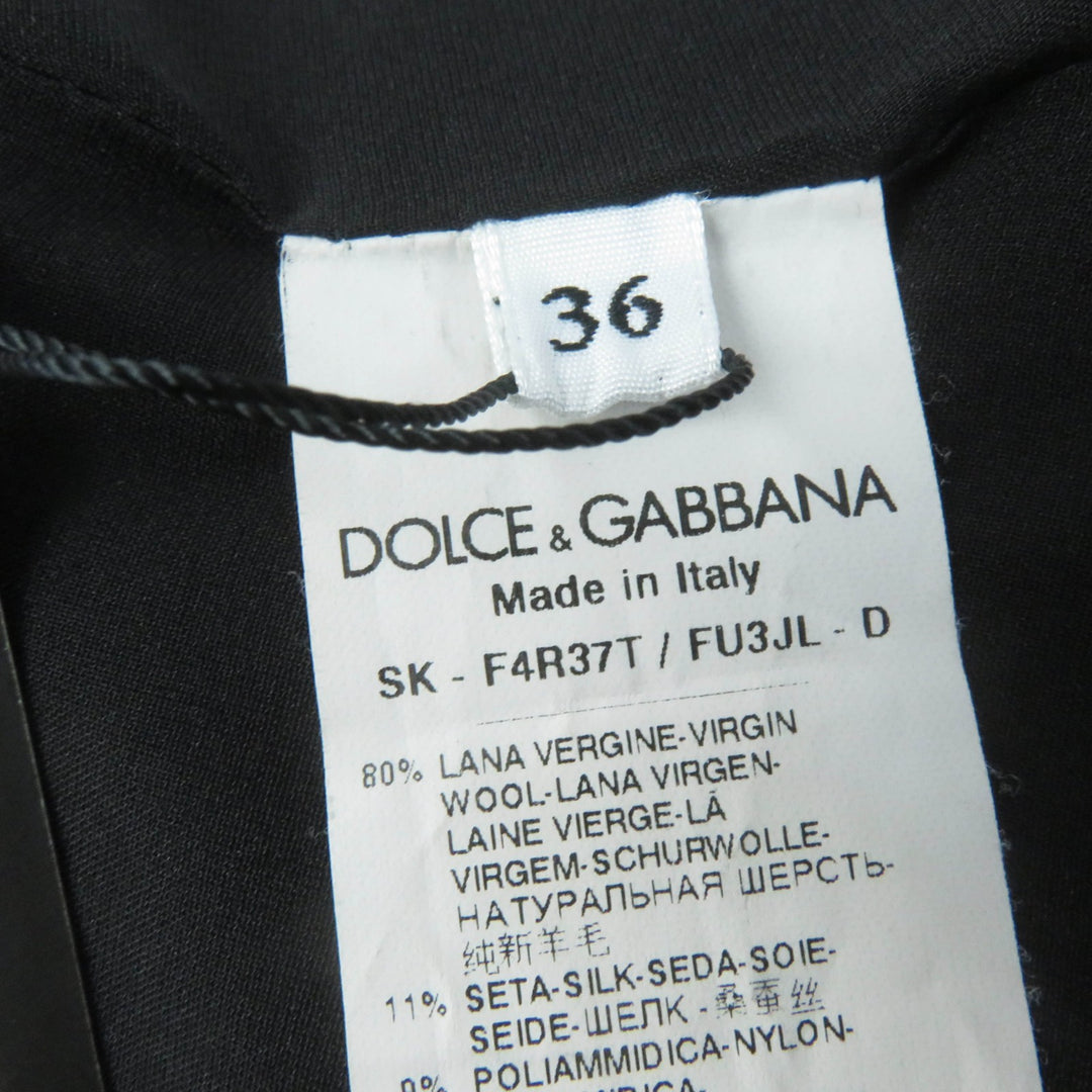 Pristine DOLCE&GABBANA skirt Flower lace knit black wool Women 36 F4R37T