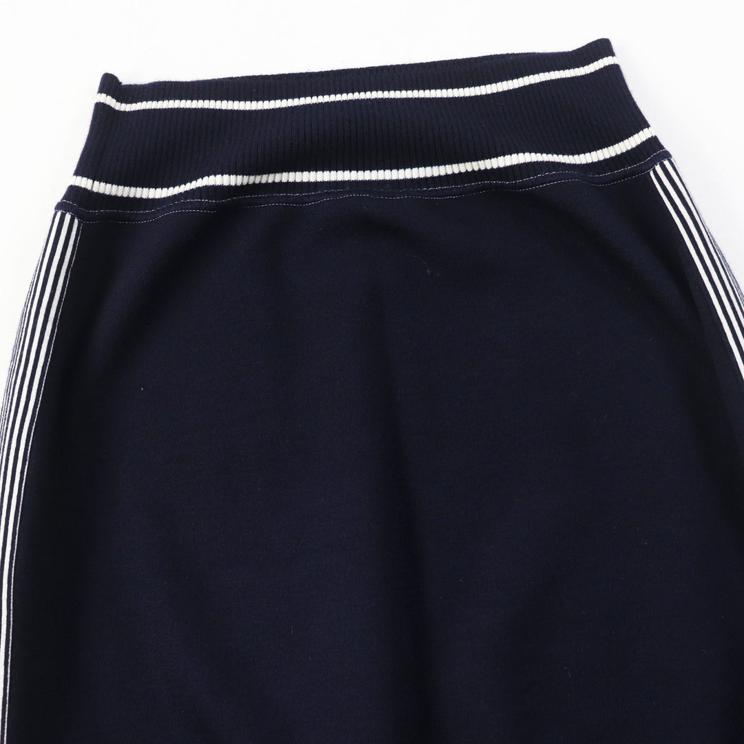 Great CHANEL skirt With airplane charm Dark Navy White cotton Women 40 08C P32497