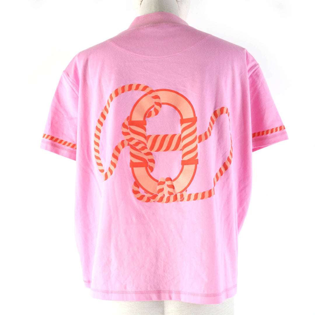 Excellent HERMES Short sleeve T-shirt cartouche Mock neck pink Women 34 3E4621DL
