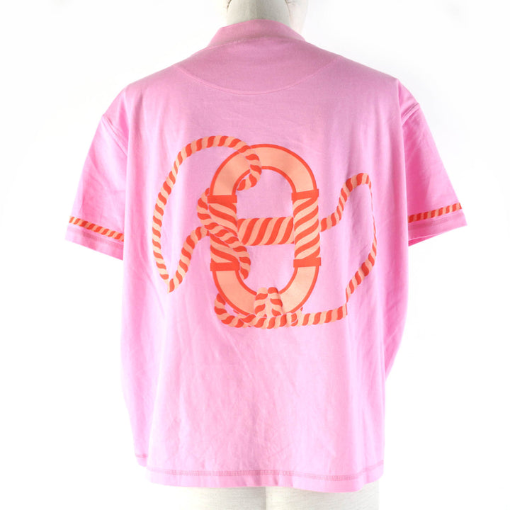 Excellent HERMES Short sleeve T-shirt cartouche Mock neck pink Women 34 3E4621DL