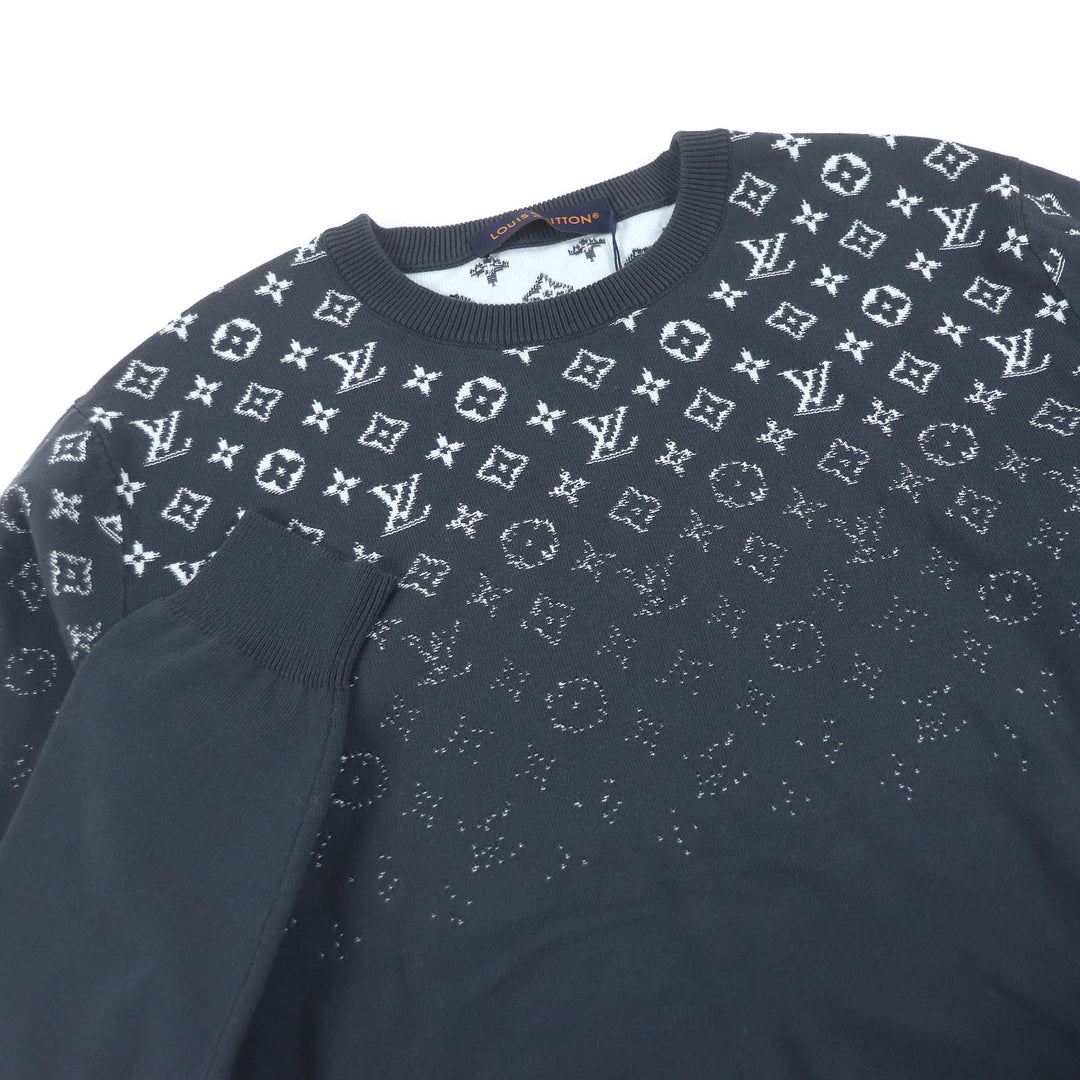 LOUIS VUITTON knit Monogram Gradient Crew Neck Sweater Blue gray mens M 1AFAPP