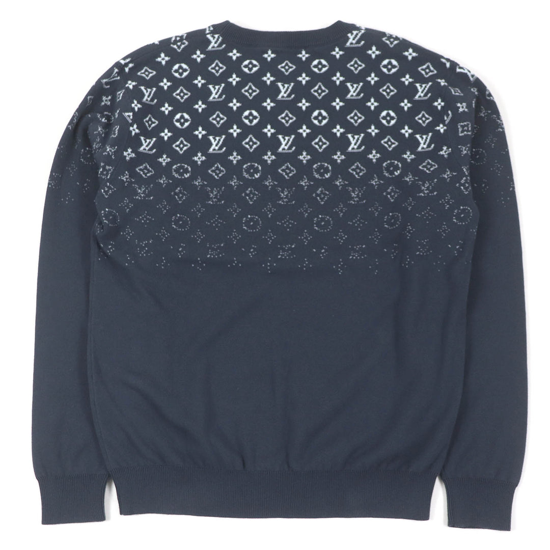 LOUIS VUITTON knit Monogram Gradient Crew Neck Sweater Blue gray mens M 1AFAPP