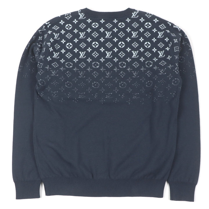LOUIS VUITTON knit Monogram Gradient Crew Neck Sweater Blue gray mens M 1AFAPP