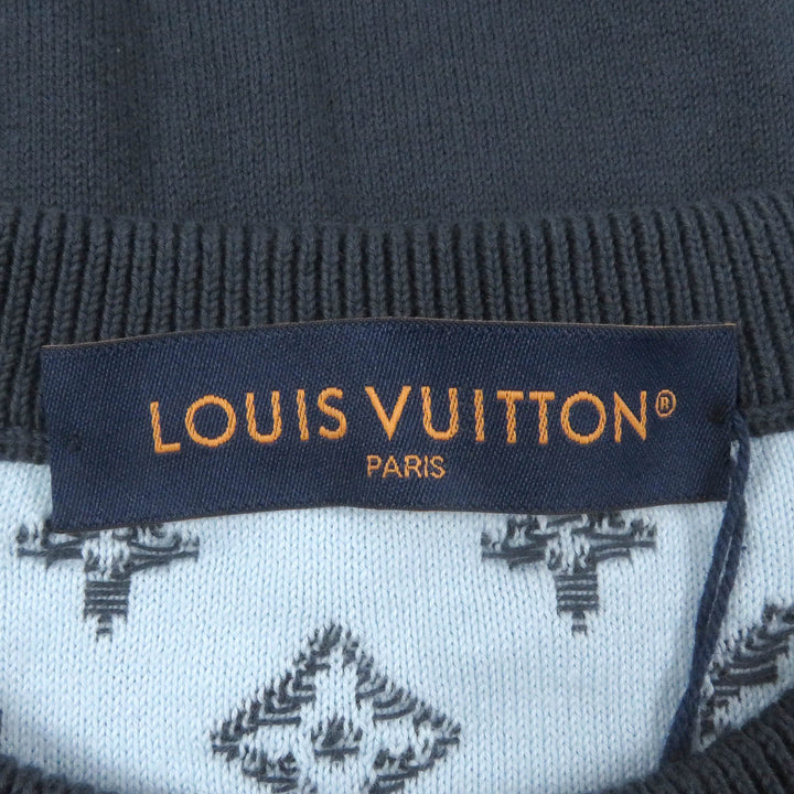 LOUIS VUITTON knit Monogram Gradient Crew Neck Sweater Blue gray mens M 1AFAPP