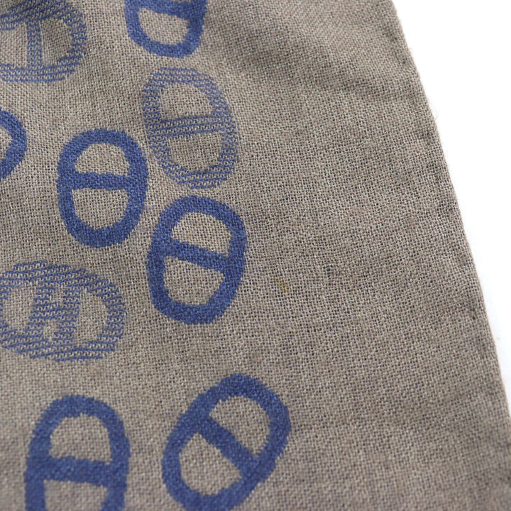 Great HERMES Scarf bicolor scarf Blue Light Brown cashmere mens
