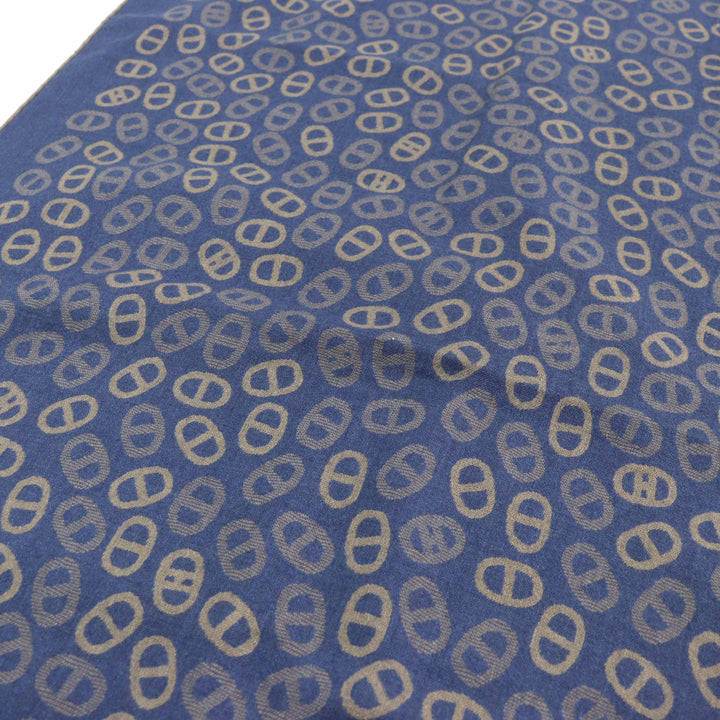 Great HERMES Scarf bicolor scarf Blue Light Brown cashmere mens