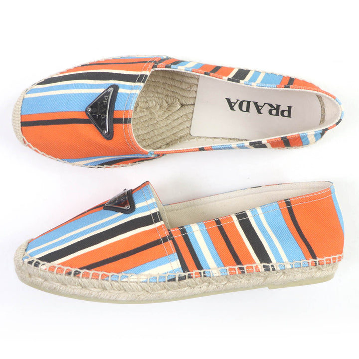 Pristine PRADA Slip-on Striped Triangle Logo Triangle Plate canvas mens 8 2DE136