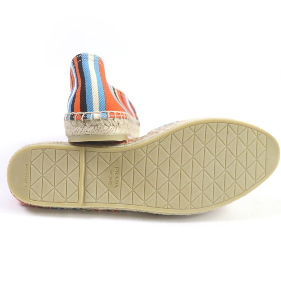 Pristine PRADA Slip-on Striped Triangle Logo Triangle Plate canvas mens 8 2DE136