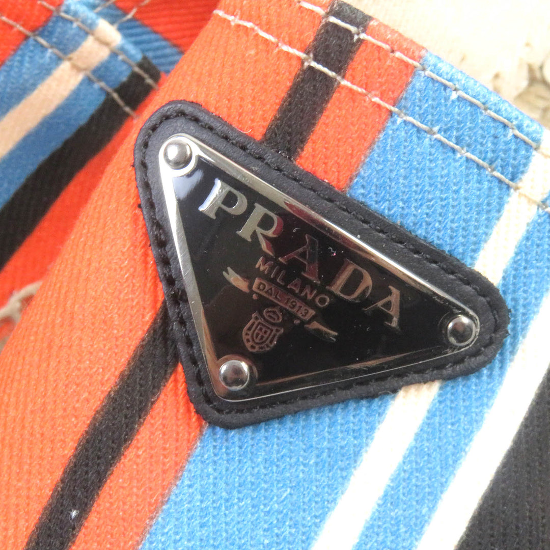 Pristine PRADA Slip-on Striped Triangle Logo Triangle Plate canvas mens 8 2DE136