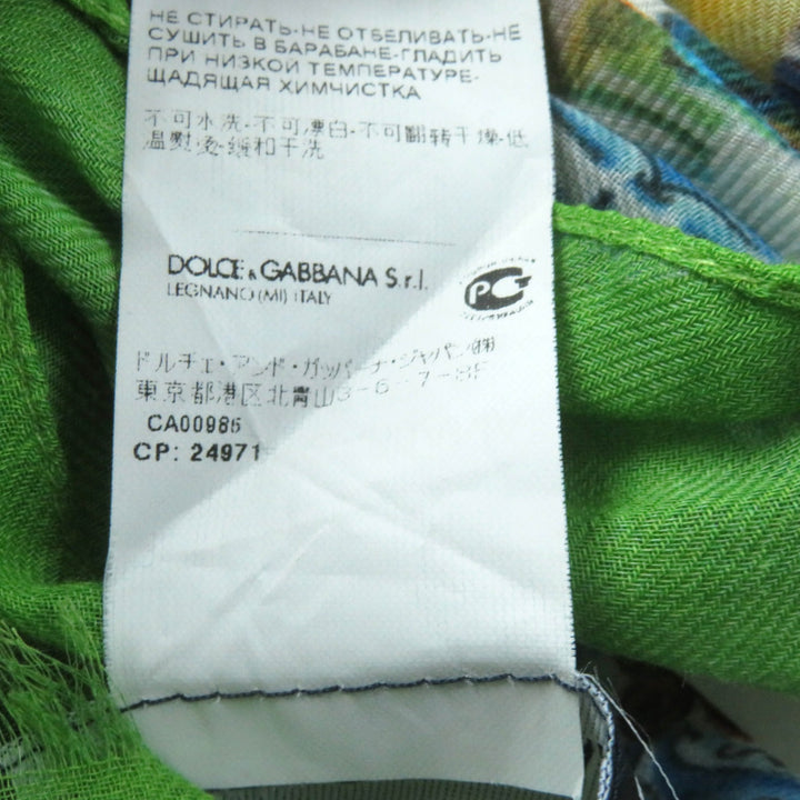 Excellent DOLCE&GABBANA Stall Large shawl with fringe, logo, flower and fruit design Multi Modal Women