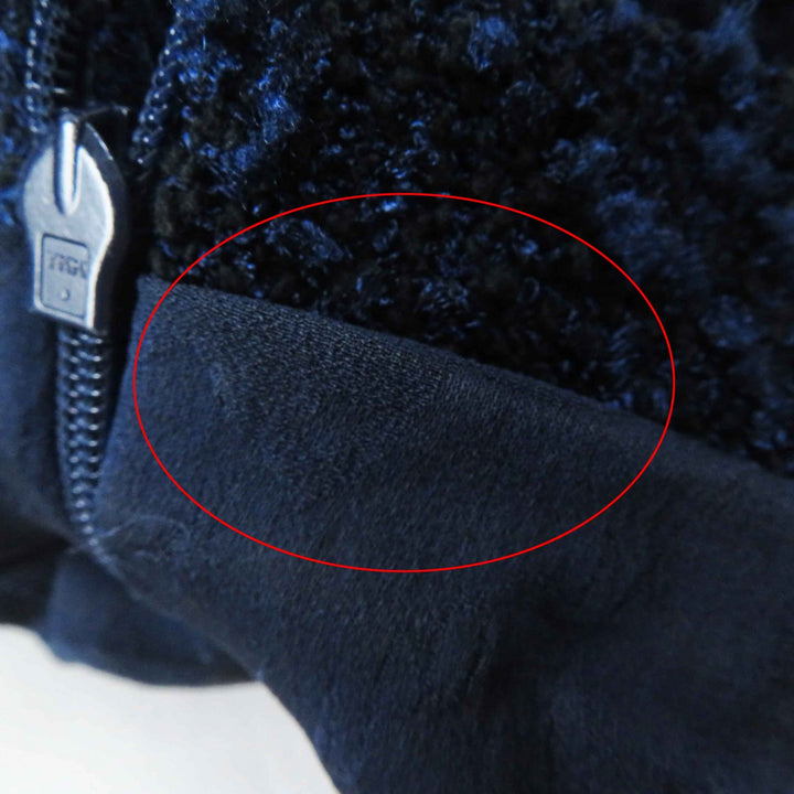 Good CHANEL coat COCO Mark plate included Tweed long length Blue navy 36 P53864