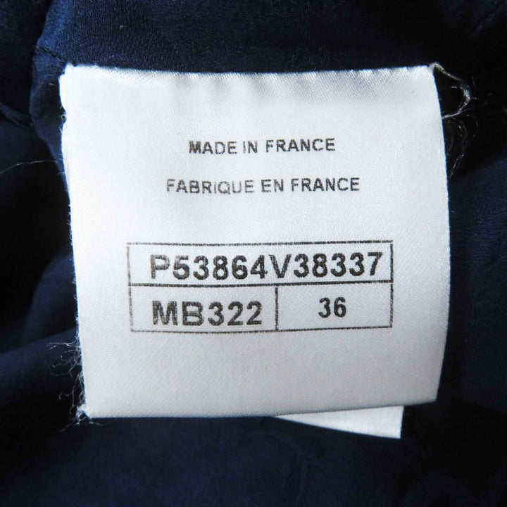 Good CHANEL coat COCO Mark plate included Tweed long length Blue navy 36 P53864