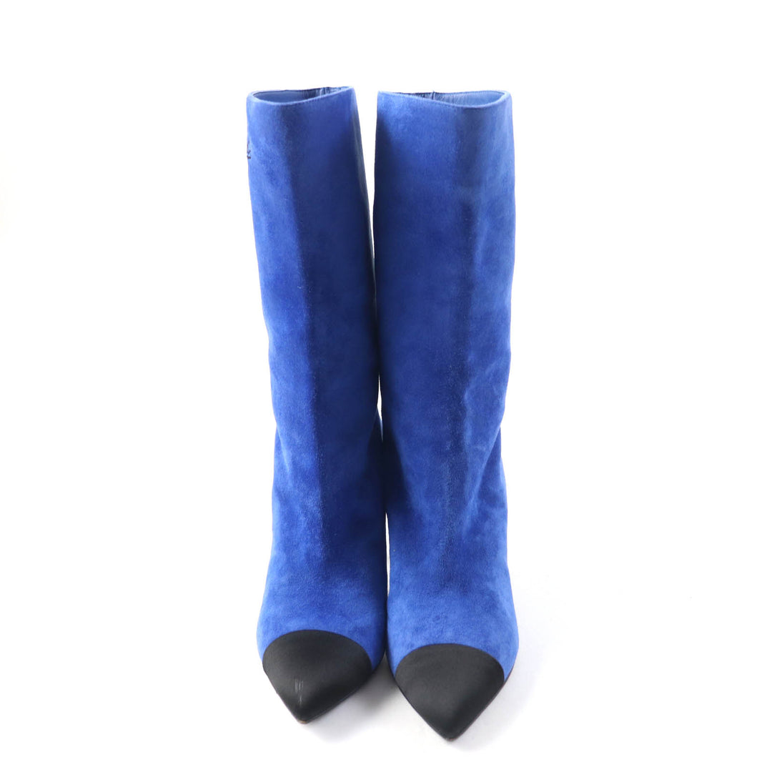Great CHANEL short boots GABRIEIIE COCO blue-black Suede leather Women 35 G33119