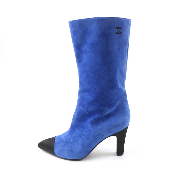 Great CHANEL short boots GABRIEIIE COCO blue-black Suede leather Women 35 G33119