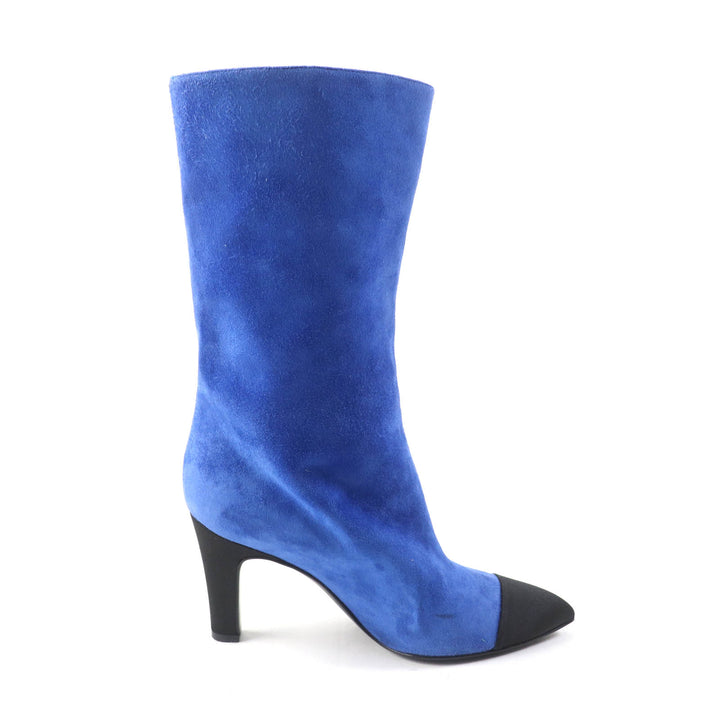 Great CHANEL short boots GABRIEIIE COCO blue-black Suede leather Women 35 G33119