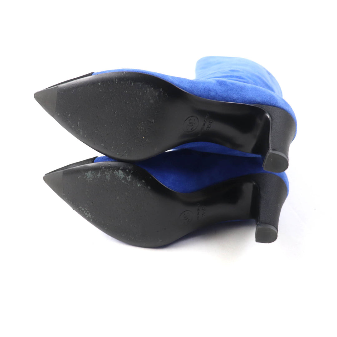 Great CHANEL short boots GABRIEIIE COCO blue-black Suede leather Women 35 G33119
