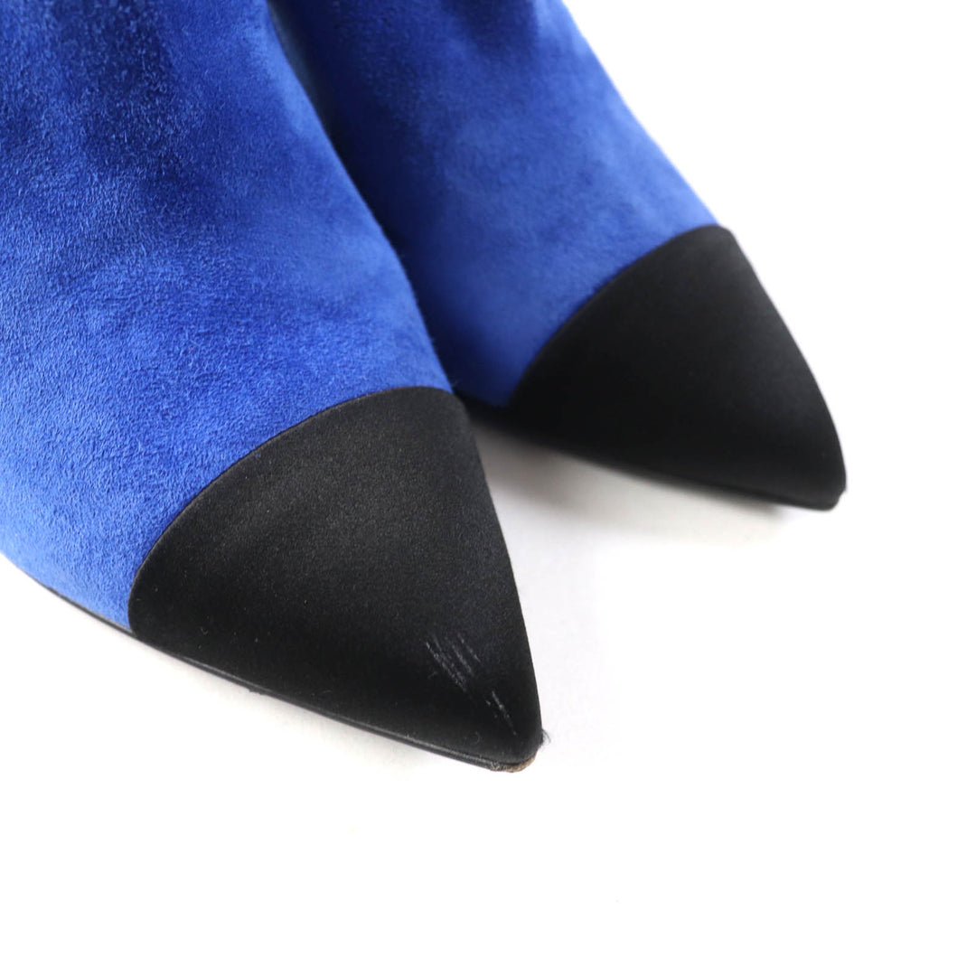 Great CHANEL short boots GABRIEIIE COCO blue-black Suede leather Women 35 G33119