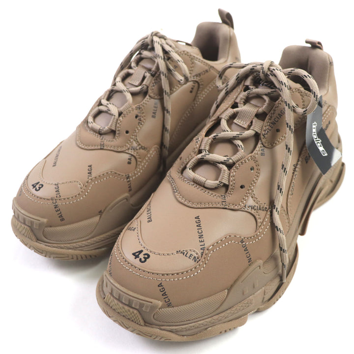 Pristine BALENCIAGA sneakers TRIPLE S Triple S embroidery Brown leather mens 43