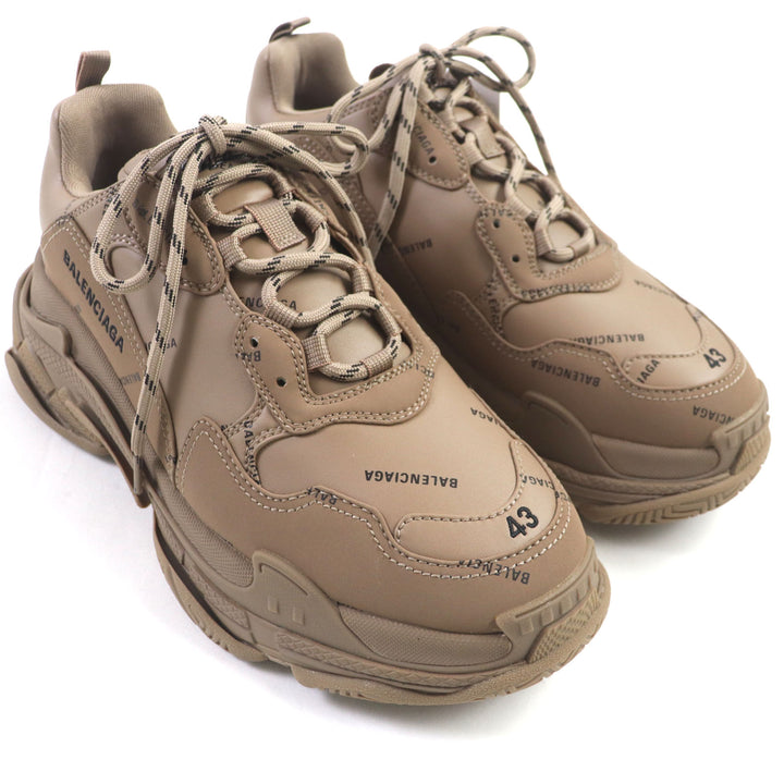 Pristine BALENCIAGA sneakers TRIPLE S Triple S embroidery Brown leather mens 43