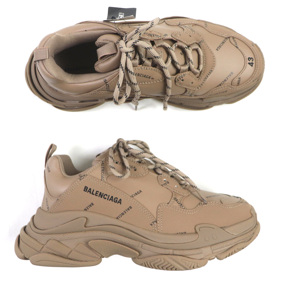 Pristine BALENCIAGA sneakers TRIPLE S Triple S embroidery Brown leather mens 43