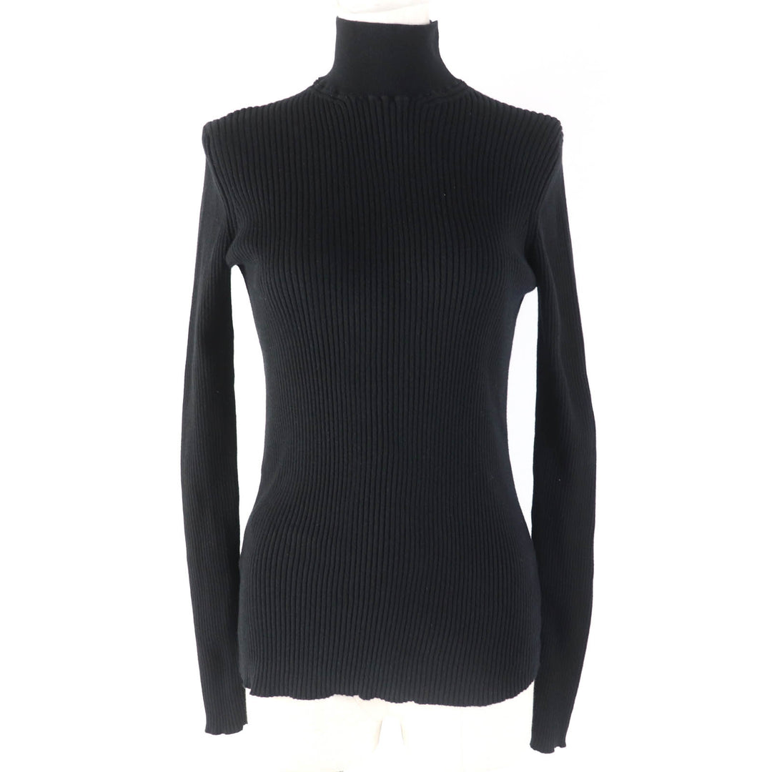 Great PRADA knit Ribbed knit Long sleeves High neck black cotton Women 36 DNA945
