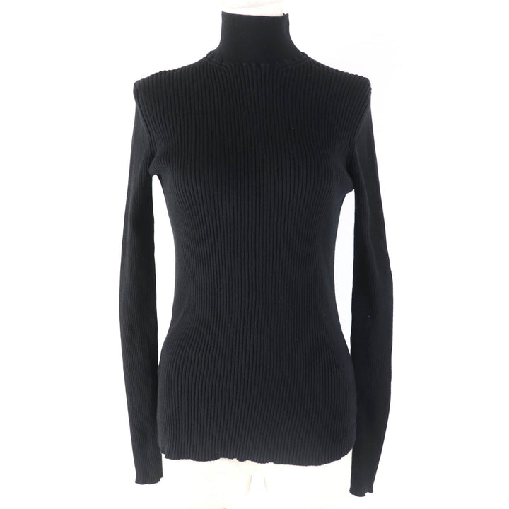 Great PRADA knit Ribbed knit Long sleeves High neck black cotton Women 36 DNA945