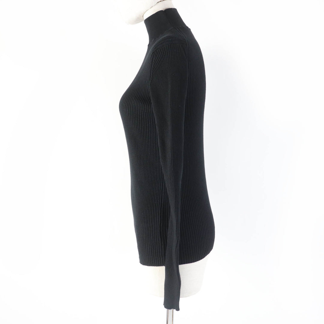 Great PRADA knit Ribbed knit Long sleeves High neck black cotton Women 36 DNA945