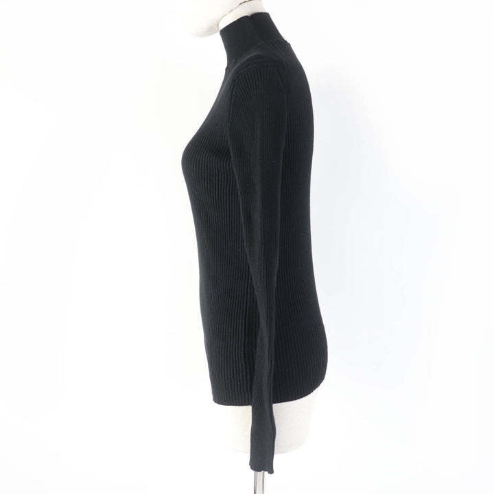 Great PRADA knit Ribbed knit Long sleeves High neck black cotton Women 36 DNA945