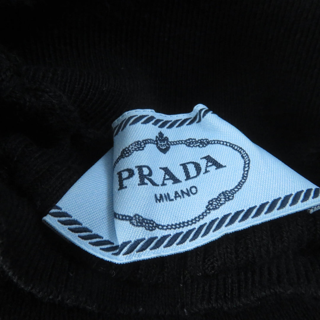 Great PRADA knit Ribbed knit Long sleeves High neck black cotton Women 36 DNA945