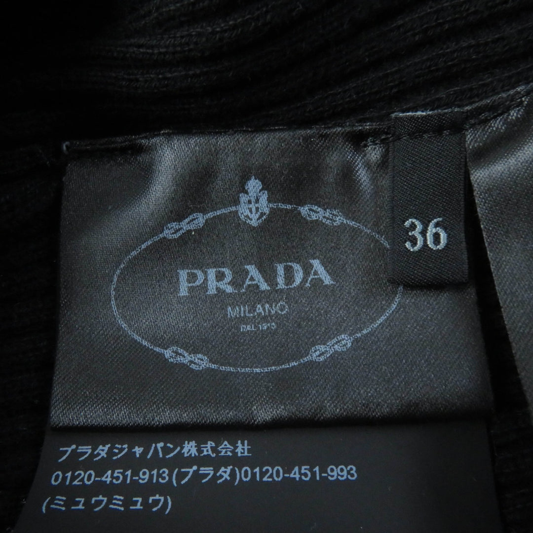 Great PRADA knit Ribbed knit Long sleeves High neck black cotton Women 36 DNA945